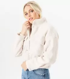 Gini London Cream Bouclé Cropped Jacket offers at £28.8 in New Look