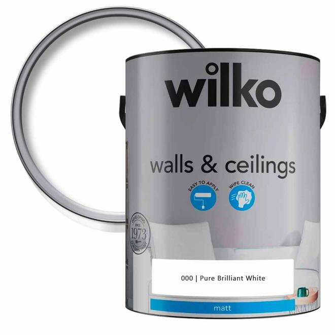 Wilko Walls & Ceilings Pure Brilliant White Matt Emulsion Paint 5L offers at £15.99 in Wilko
