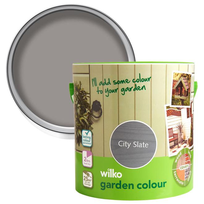 Wilko Garden Colour City Slate Wood Paint 2.5L offers at £11.99 in Wilko