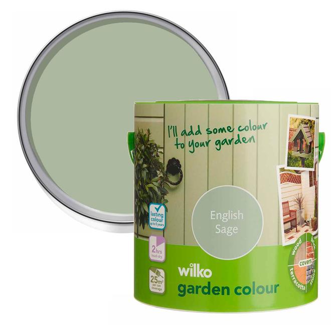 Wilko Garden Colour English Sage Green Wood Paint 2.5L offers at £11.99 in Wilko