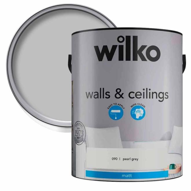 Wilko Walls & Ceilings Pearl Grey Matt Emulsion Paint 5L offers at £21.99 in Wilko
