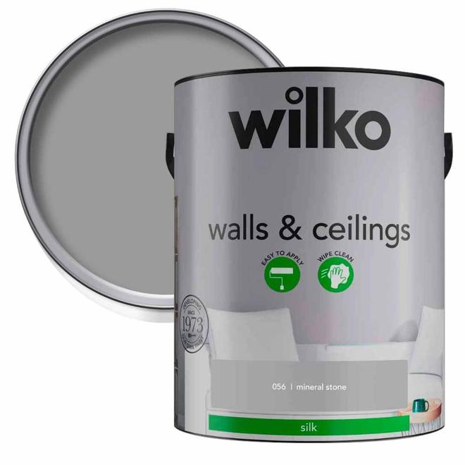 Wilko Walls & Ceilings Mineral Stone Silk Emulsion Paint 5L offers at £21.99 in Wilko