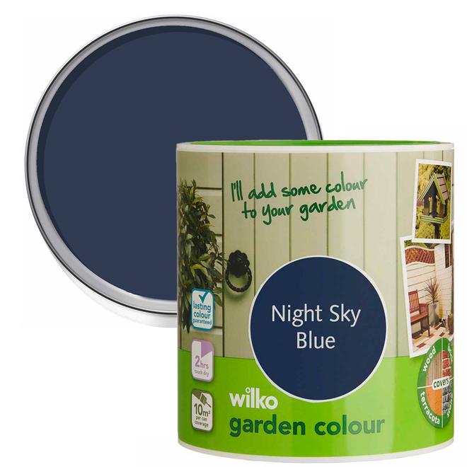 Wilko Garden Colour Night Sky Blue Wood Paint 1L offers at £5.99 in Wilko