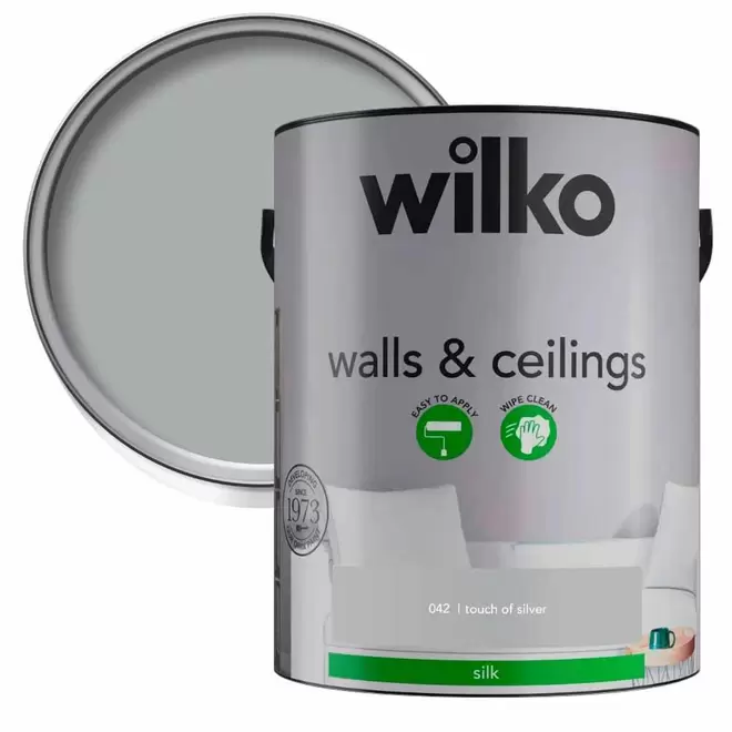 Wilko Walls & Ceilings Touch of Silver Silk Emulsion Paint 5L offers at £21.99 in Wilko