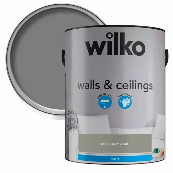 Wilko Walls & Ceilings Storm Cloud Matt Emulsion Paint 5L offers at £21.99 in Wilko