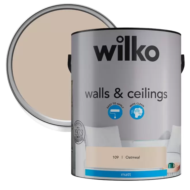 Wilko Walls & Ceilings Oatmeal Matt Emulsion Paint 5L offers at £21.99 in Wilko