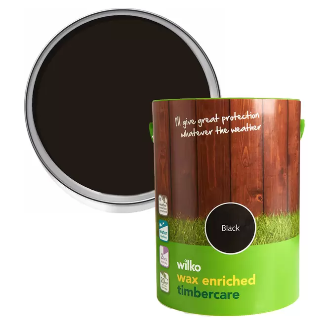 Wilko Wax Enriched Timbercare Black Wood Paint 5L offers at £8.99 in Wilko