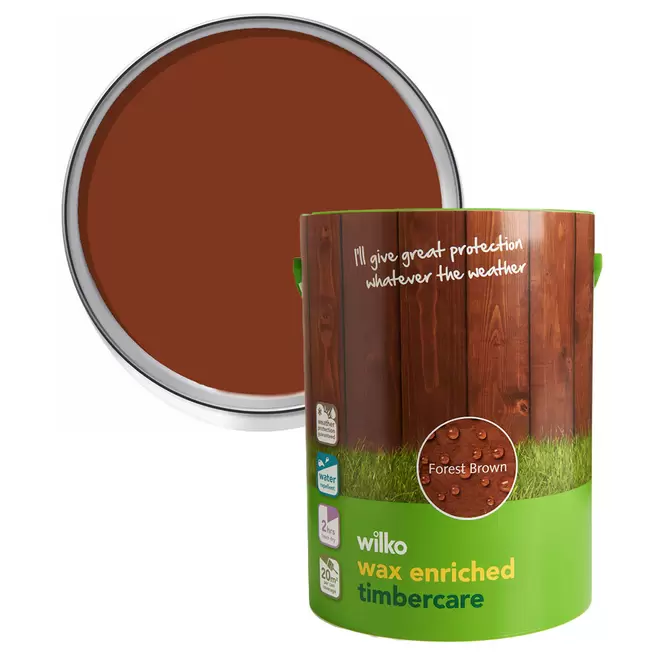 Wilko Wax Enriched Timbercare Forest Brown Wood Paint 5L offers at £8.99 in Wilko