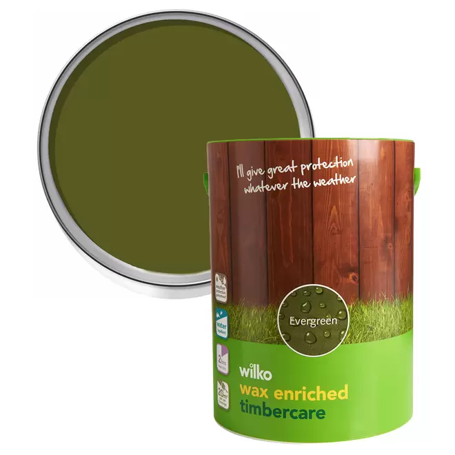 Wilko Wax Enriched Timbercare Evergreen Wood Paint 5L offers at £8.99 in Wilko