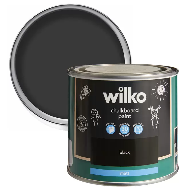 Wilko Quick Dry Black Matt Chalkboard Paint 500ml offers at £6 in Wilko