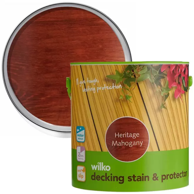 Wilko Anti Slip Heritage Mahogany Decking Stain and Protector 2.5L offers at £14.99 in Wilko