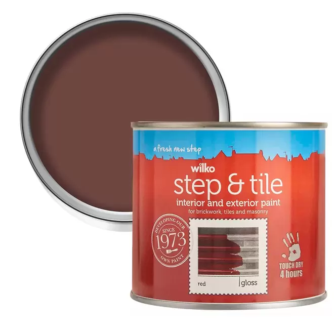 Wilko Step & Tile Brickwork Tile Masonry Red Gloss Paint 500ml offers at £7.91 in Wilko