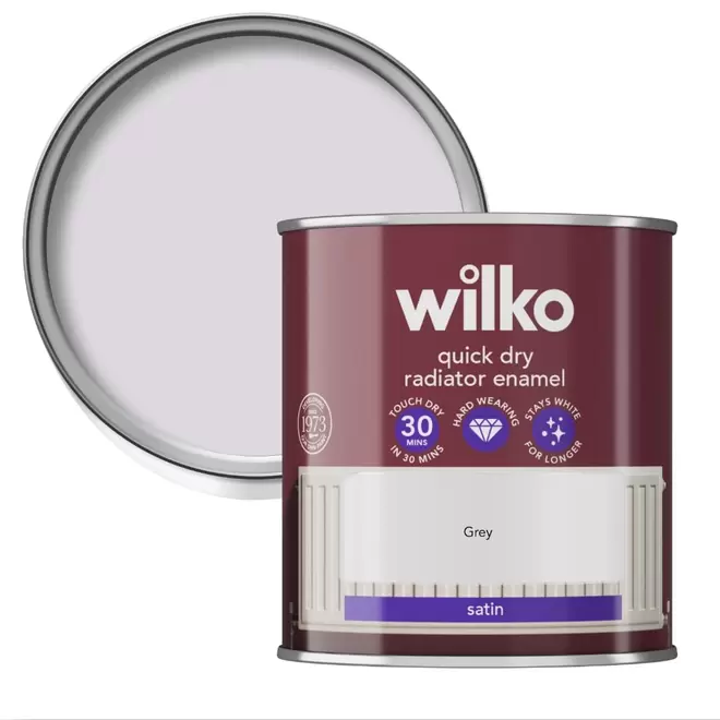 Wilko Quick Dry Satin Grey Radiator Enamel 250ml offers at £5.99 in Wilko