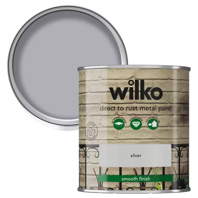 Wilko Direct to Rust Silver Smooth Metal Paint 250ml offers at £4 in Wilko