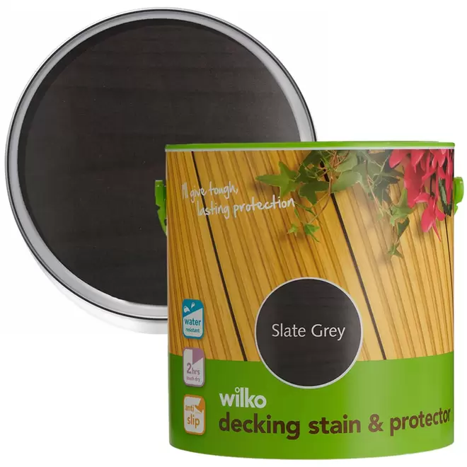 Wilko Anti Slip Slate Grey Decking Stain and Protector 2.5L offers at £14.99 in Wilko