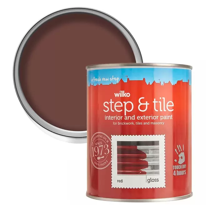 Wilko Step & Tile Brickwork Tile Masonry Red Gloss Paint 1L offers at £10 in Wilko