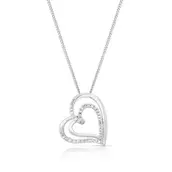 Sterling Silver 0.10ct Diamond Swirl Heart Pendant Necklace offers at £79.99 in H. Samuel