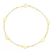 9ct Yellow Gold Heart Station Sparkle Chain 7.5 Inch Bracelet offers at £89.99 in H. Samuel