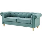 Habitat Clarendon Chesterfield Velvet 3 Seater Sofa - Teal offers at £338 in Argos