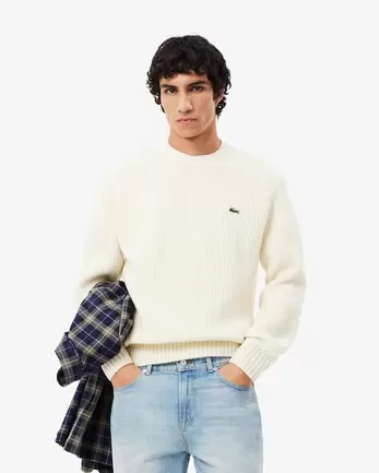 Thick Carded Wool Crew Neck Sweater offers at £180 in Lacoste