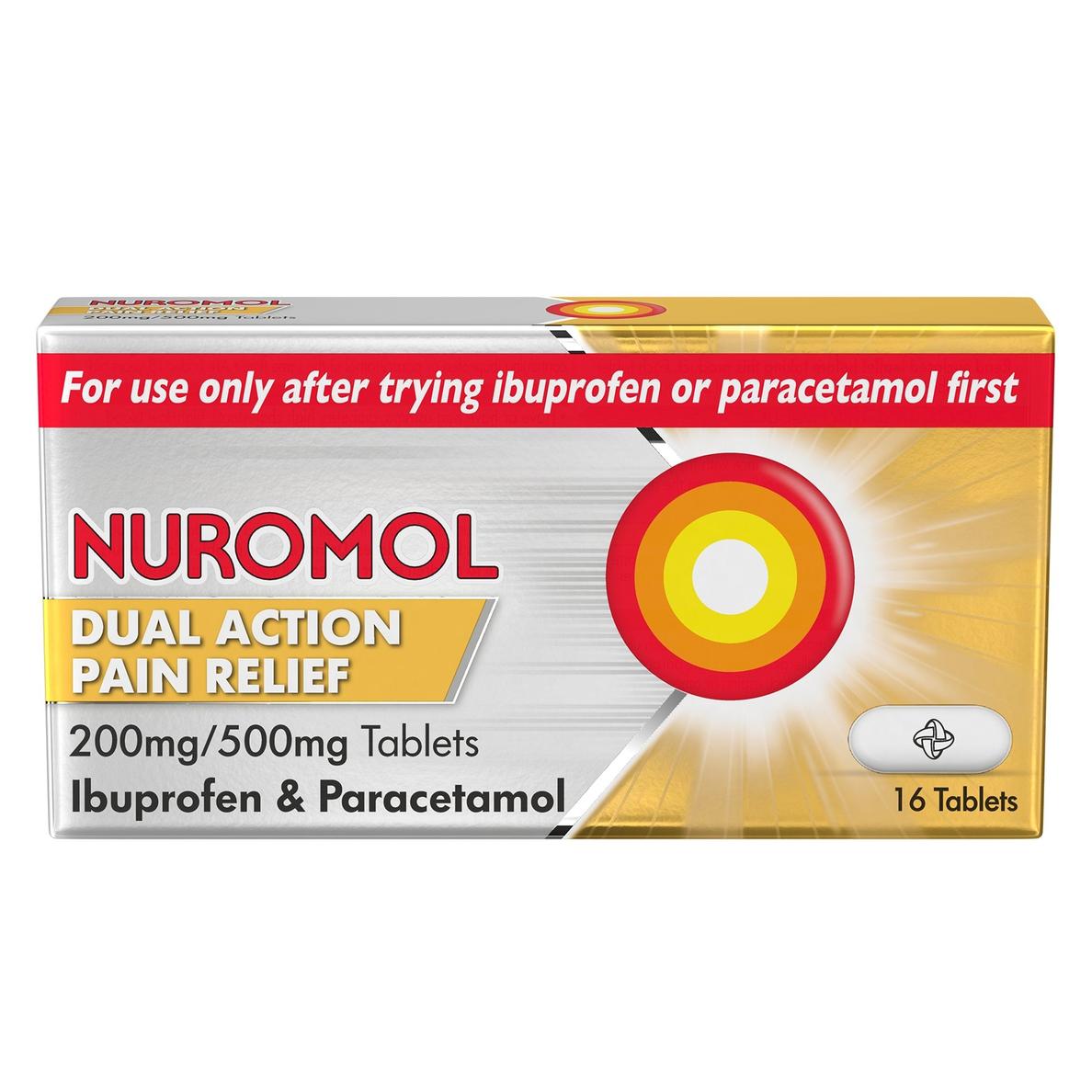 Nuromol dual action pain relief tablets offers at £499 in Lloyds Pharmacy