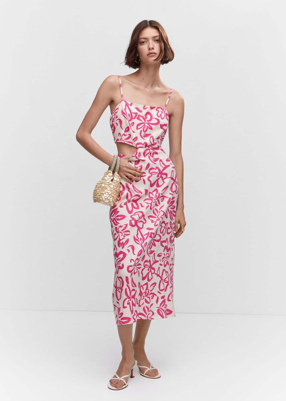 Cut-out linen-blend dress offers at £19.99 in MANGO