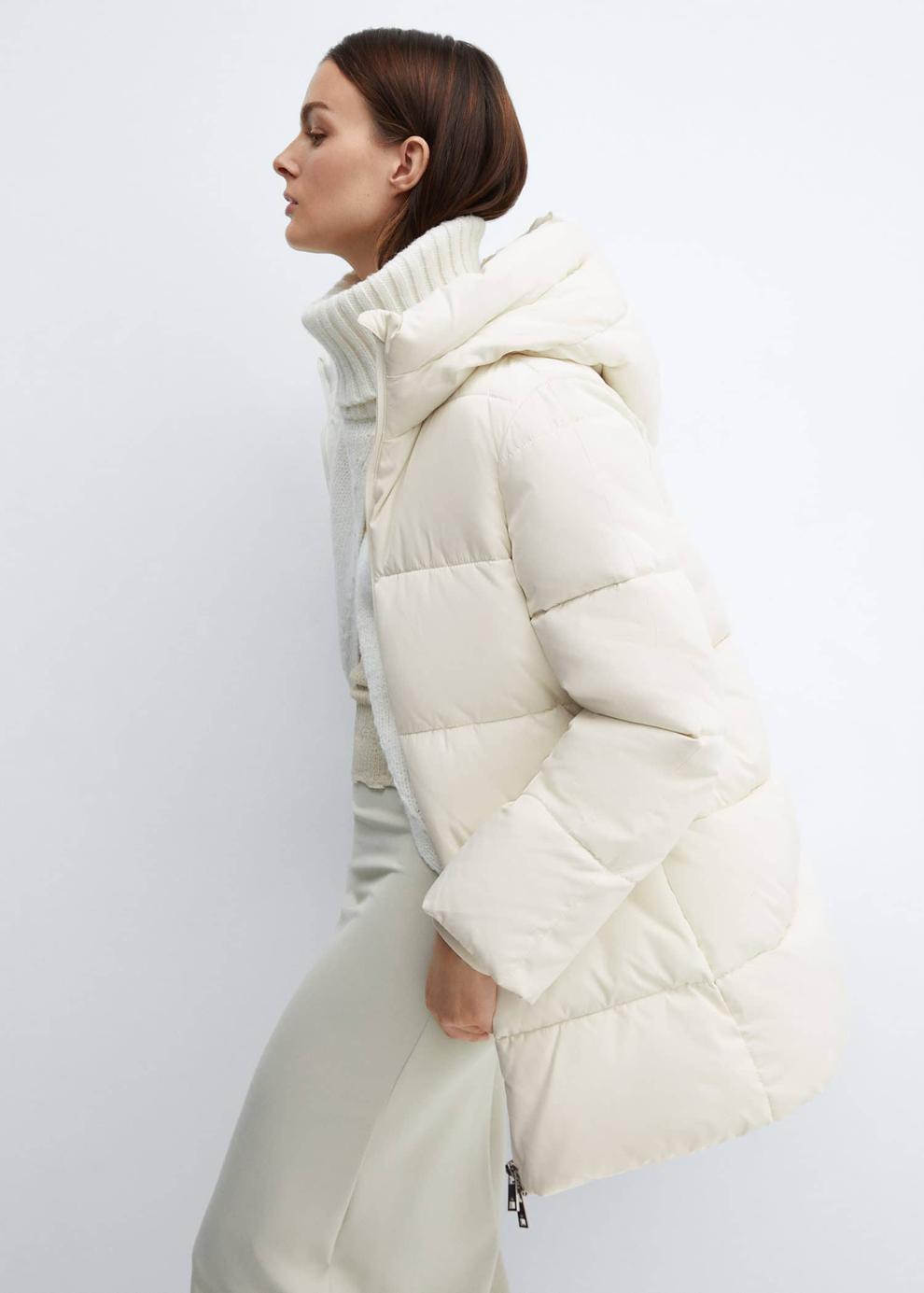 Hood quilted coat offers at £49.99 in MANGO