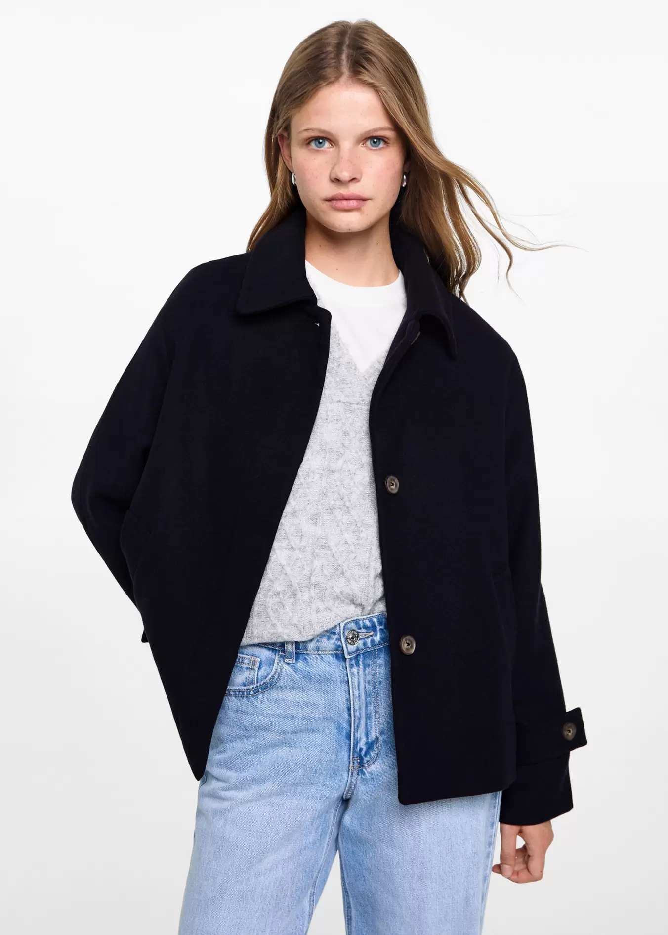 Short cloth coat offers at £59.99 in MANGO