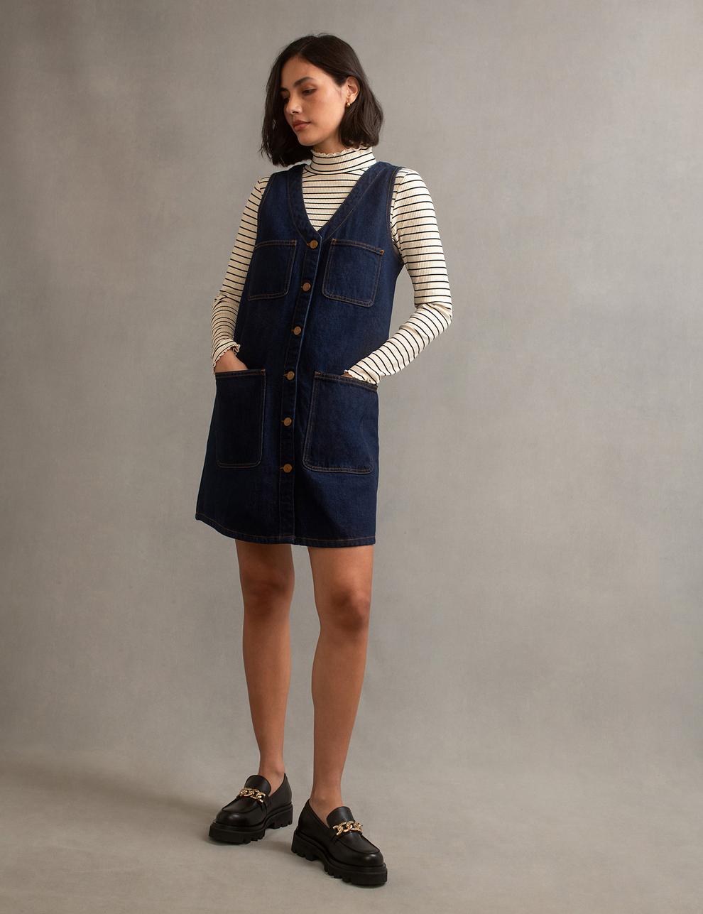 Denim V-Neck Mini Shift Dress offers at £19 in Marks & Spencer