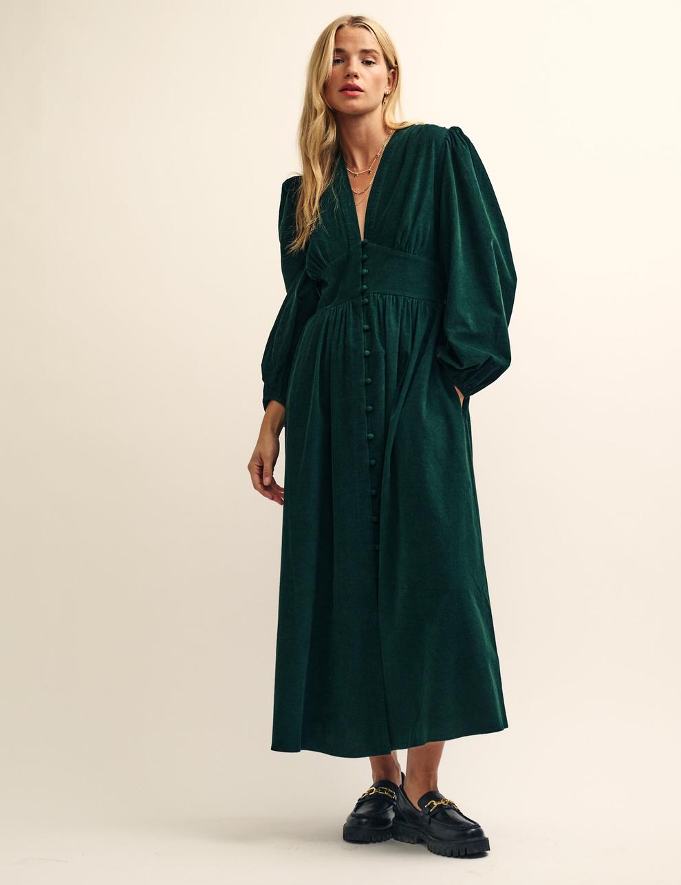 Cord V-Neck Button Through Midaxi Tea Dress offers at £26 in Marks & Spencer