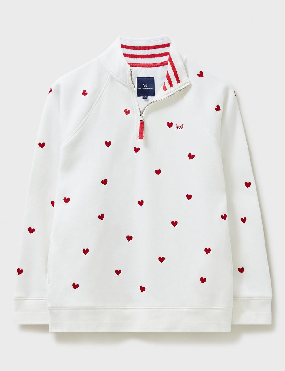 Cotton Rich Heart Embroidery Half Zip Sweatshirt offers at £41 in Marks & Spencer