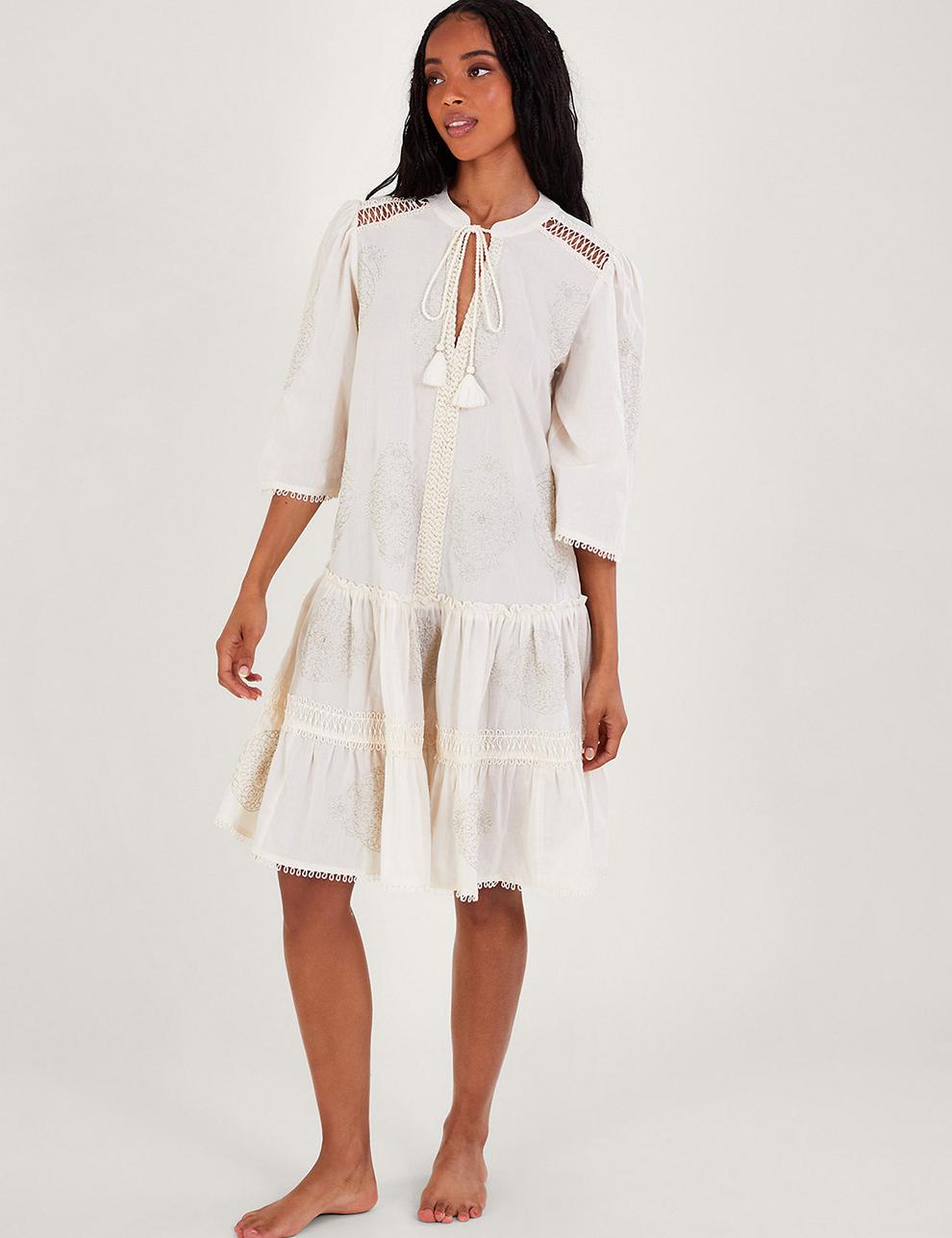 Pure Cotton Embroidered Kaftan Dress offers at £63 in Marks & Spencer