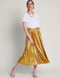 Metallic Pleated Midi Skirt offers at £410049 in Marks & Spencer