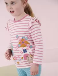 Pure Cotton Guinea Pig Appliqué Frill Top (6 Mths-6 Yrs) offers at £10 in Marks & Spencer