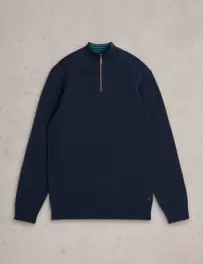 Pure Cotton Textured Half Zip Jumper offers at £270055 in Marks & Spencer