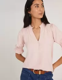 Notch Neck Frill Detail Blouse offers at £440089 in Marks & Spencer