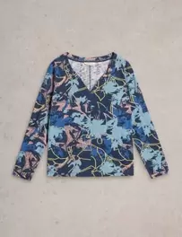 Pure Cotton Floral Print V-Neck Top offers at £220024 in Marks & Spencer