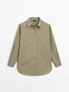 100% cotton poplin shirt with pocket offers at £59.95 in Massimo Dutti