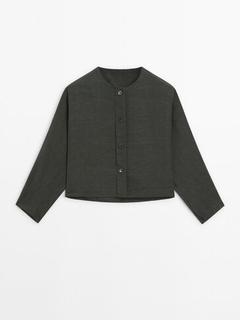 Linen blend raglan sleeve overshirt offers at £119 in Massimo Dutti