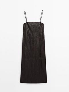 Crackled nappa leather midi dress - Limited Edition offers at £369 in Massimo Dutti