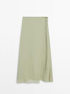 Satin midi pareo skirt offers at £99.95 in Massimo Dutti