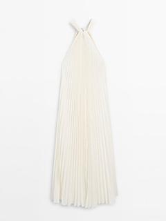 Pleated halterneck dress offers at £149 in Massimo Dutti