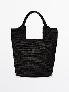 Raffia tote bag with leather strap offers at £169 in Massimo Dutti