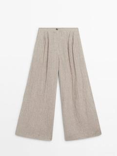 100% linen waffle-knit wide-leg trousers offers at £99.95 in Massimo Dutti