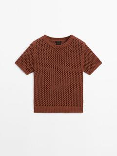 Crochet knit sweater with short sleeves offers at £89.95 in Massimo Dutti