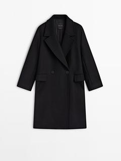 Black wool blend comfort coat offers at £169 in Massimo Dutti