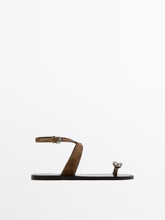 Flat sandals with metallic embellishment offers at £99.95 in Massimo Dutti
