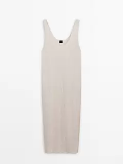 Long dress with round neckline - Studio offers at £129 in Massimo Dutti