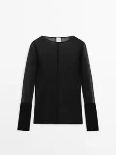 Semitransparent seam jumper - Studio offers at £69.95 in Massimo Dutti