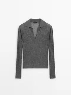 100% wool polo collar sweater - Studio offers at £89.95 in Massimo Dutti